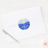 Cobalt Blue and Silver Floral 1.5" Round Sticker (Envelope)