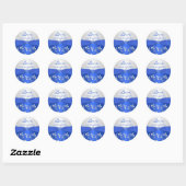 Cobalt Blue and Silver Floral 1.5" Round Sticker (Sheet)