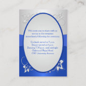 Cobalt Blue and Silver Floral Reception Card (Back)