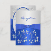Cobalt Blue and Silver Floral Reception Card (Front/Back)
