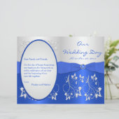 Cobalt Blue and Silver Floral Wedding Program (Standing Front)