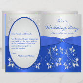 Cobalt Blue and Silver Floral Wedding Program (Front/Back)