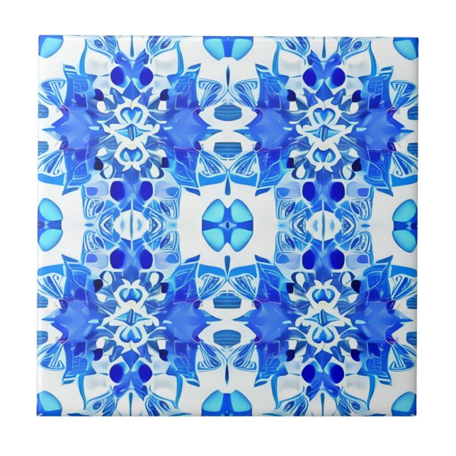 Cobalt Blue and White Batik Tile Pattern  (Front)