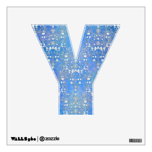 Cobalt Blue and White Damask Letter Wall Sticker
