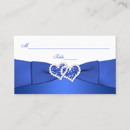 Cobalt Blue and White Joined Hearts Placecards