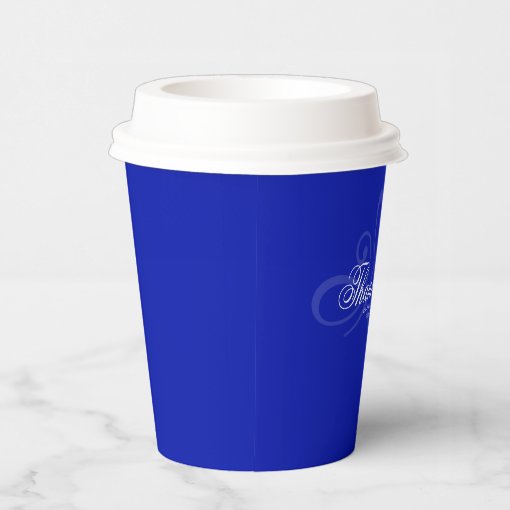 Cobalt blue and white paper cups | Zazzle