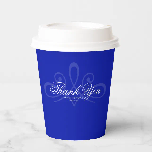 Cobalt blue and white paper cups | Zazzle