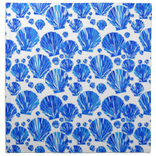 Cobalt Blue and White Sea Shells Cloth Napkin