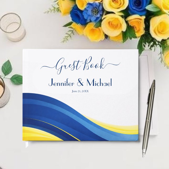 Cobalt Blue and Yellow Modern Wedding Guest Book (Cobalt Blue and Yellow Modern Wedding Guest Book )