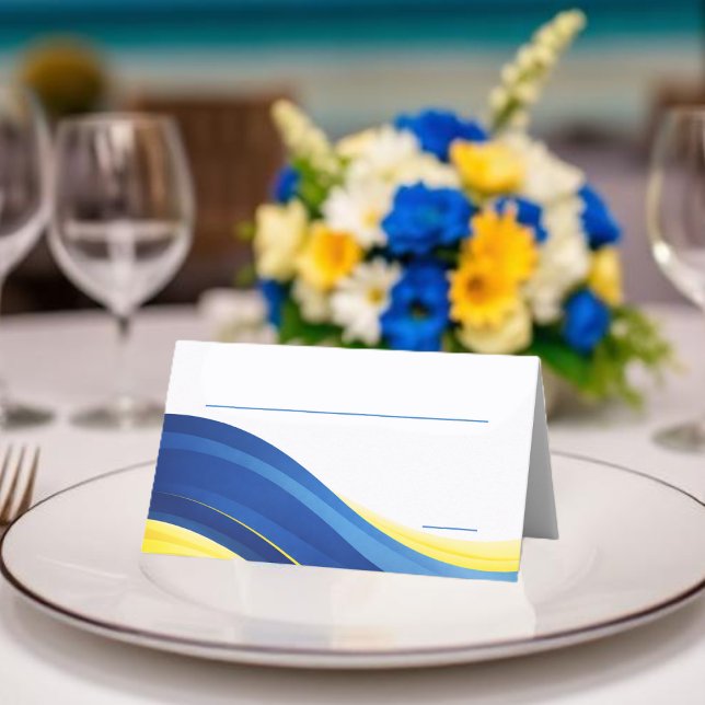 Cobalt Blue and Yellow Wedding Place Card (Cobalt Blue and Yellow Wedding Place Card)