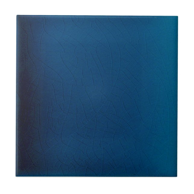 Cobalt Blue Antique Repro Shaded Faux Finish Ceramic Tile (Front)