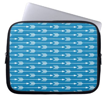 Cobalt Blue Arrows Pattern Laptop Sleeve by heartlockedcases at Zazzle