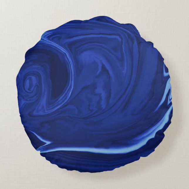 Cobalt blue background round pillow (Back)