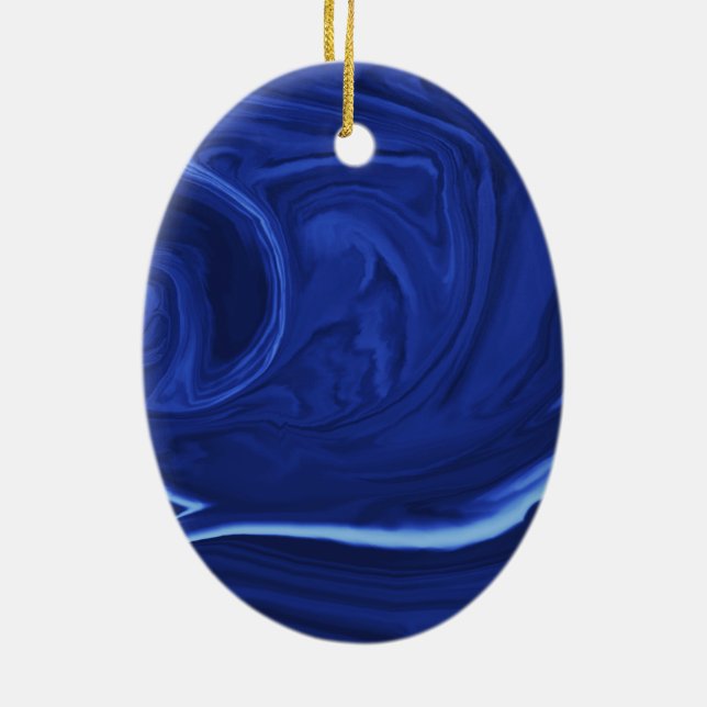 Cobalt blue background Textured Handmade Ceramic Ornament (Back)