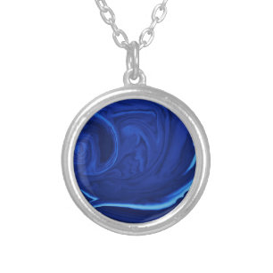Cobalt blue background Textured Handmade Silver Plated Necklace