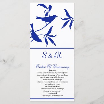 cobalt blue birds Wedding program
