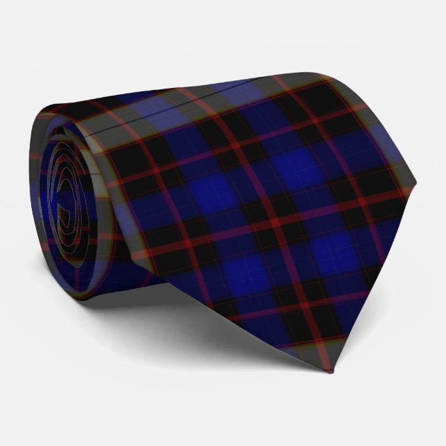 Cobalt Blue Black Red Tartan Plaid Flannel Neck Tie (Rolled)