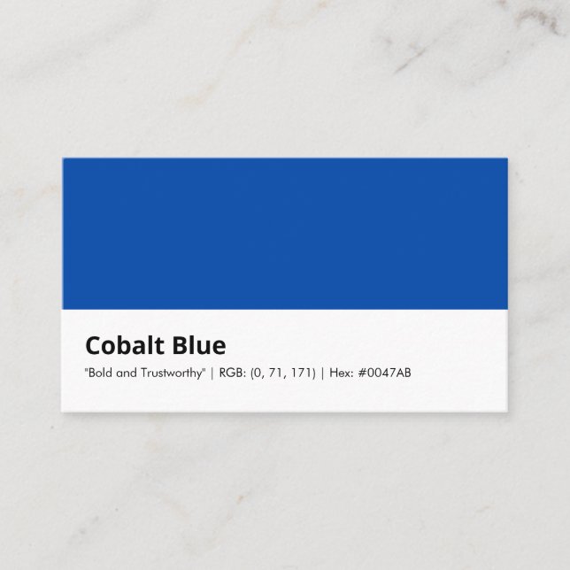 Cobalt Blue | "Bold and Trustworthy" Business Card (Front)