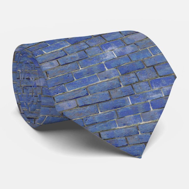 Cobalt Blue Brick Wall Pattern Neck Tie (Rolled)