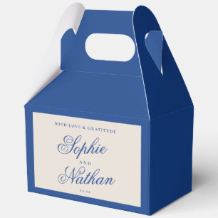 Cobalt Blue Calligraphy Wedding Favor Boxes