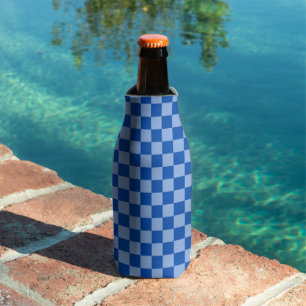 Cobalt Blue Checkerboard Bottle Cooler