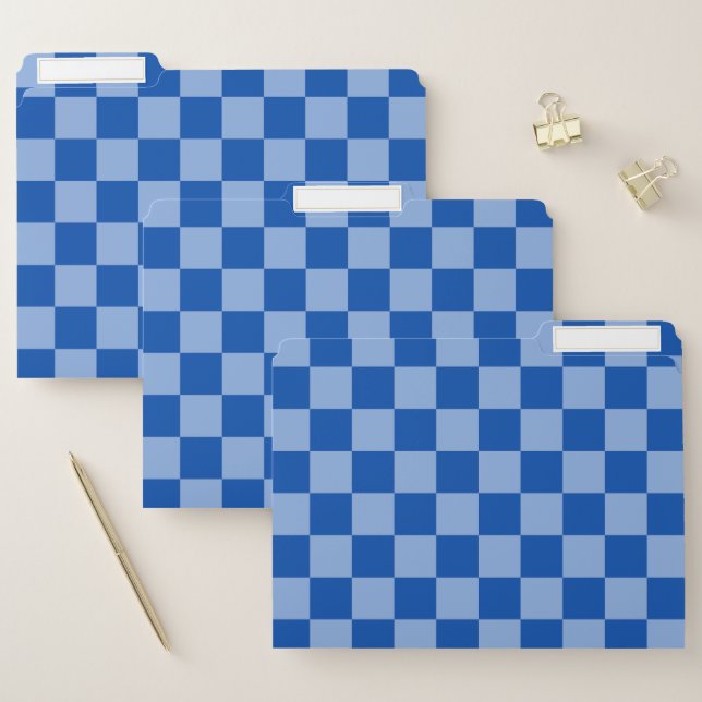 Cobalt Blue Checkerboard File Folder (Set)