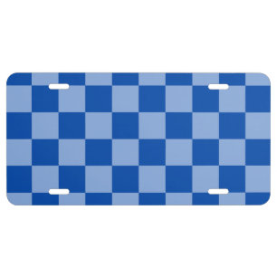 Cobalt Blue Checkerboard License Plate