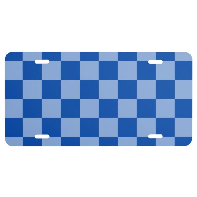 Cobalt Blue Checkerboard License Plate (Front)