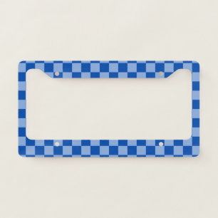 Cobalt Blue Checkerboard License Plate Frame