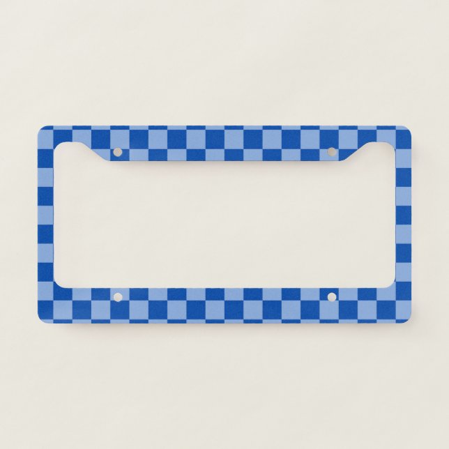 Cobalt Blue Checkerboard License Plate Frame (Front)