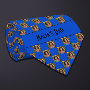 Cobalt Blue Checkered Photo Neck Tie