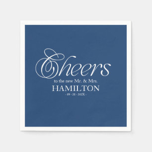 Cobalt Blue Cheers Modern Minimalist Wedding Napkins