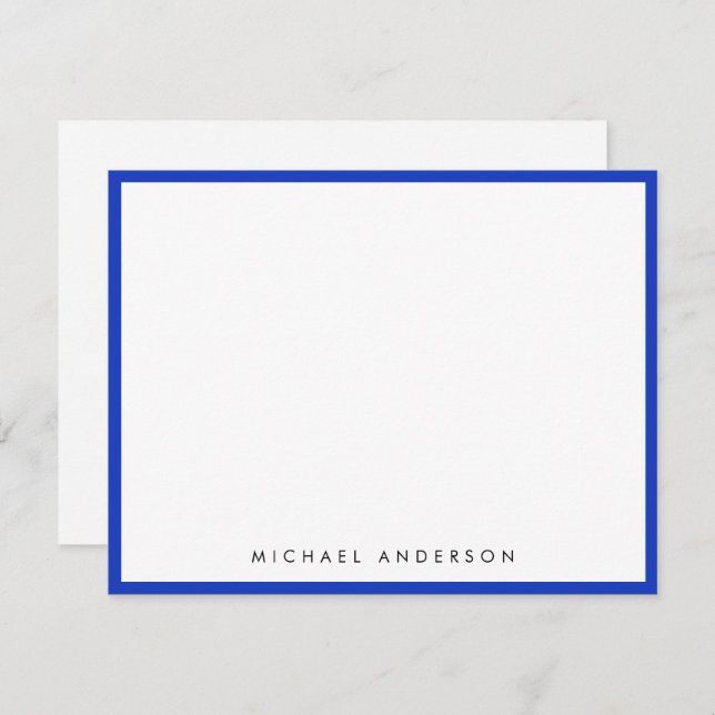 Cobalt Blue Classic Border Correspondence    Note Card (Front/Back)