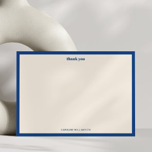 Cobalt Blue Cream Minimalist Classic Personalized Thank You Card