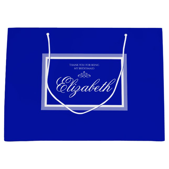 Cobalt blue customizable bridesmaid large gift bag (Front)