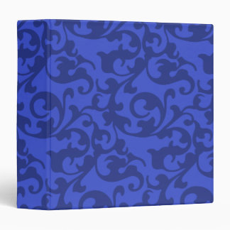 Cobalt Blue Damask Swirls 3 Ring Binder