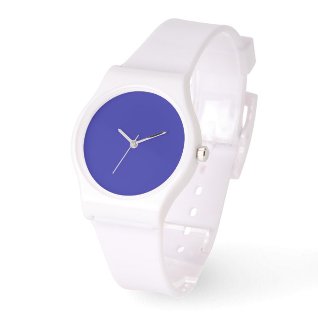 Cobalt Blue Dial White Silicone Watch (Angle)