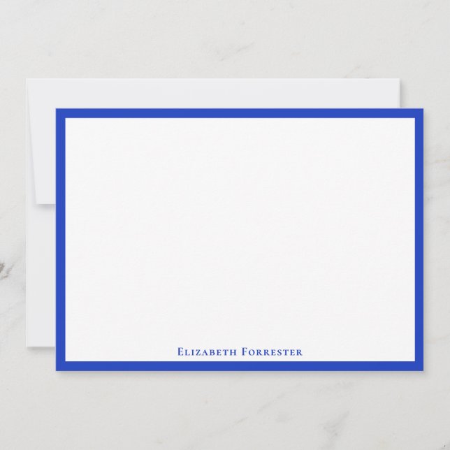 Cobalt Blue Elegant Modern Flat Note Card (Front)