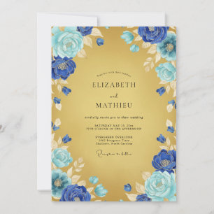 Cobalt Blue Ethereal Flourish Wedding Invitation