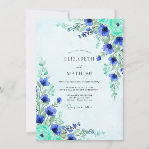 Cobalt Blue Ethereal Meadow Wedding Invitation