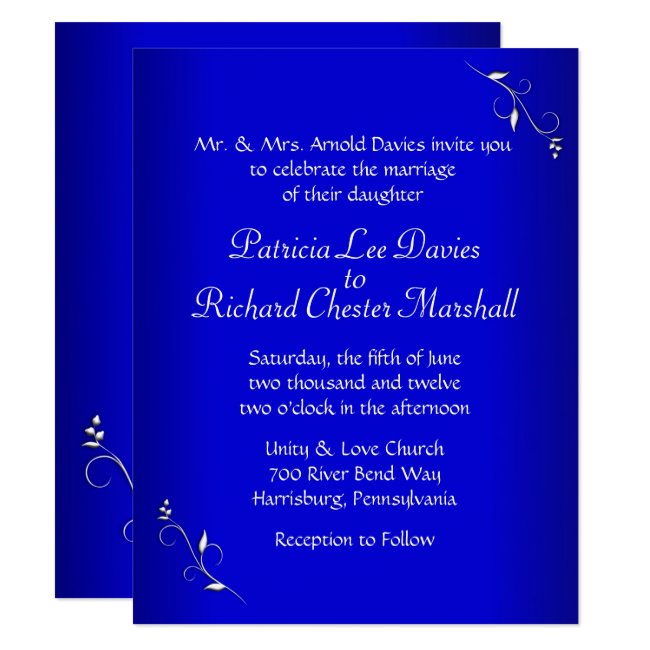 Cobalt Blue Evening Wedding Invitation