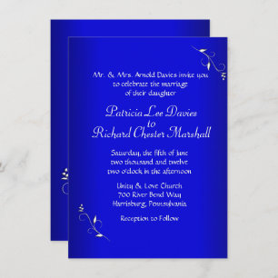 Cobalt Blue Evening Wedding Invitation