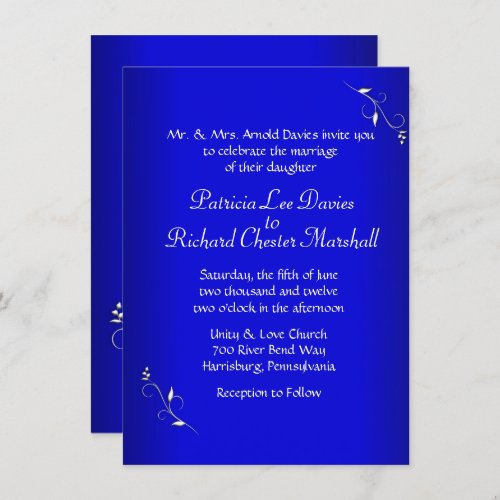 Cobalt Blue Evening Wedding Invitation