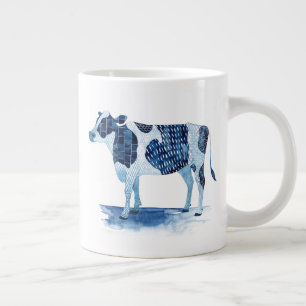Cobalt Blue Farm Animals - Cow Giant Coffee Mug