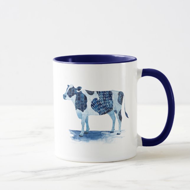 Cobalt Blue Farm Animals - Cow Mug (Right)