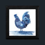 Cobalt Blue Farm Animals - Rooster Gift Box<br><div class="desc">Cobalt Farm Animals IV by Grace Popp. Features a rooster in a deep,  cobalt blue color with a variety of designs, </div>