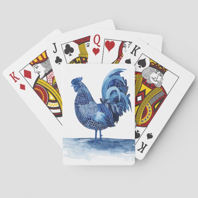 Cobalt Blue Farm Animals - Rooster Poker Cards (Back)