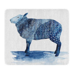 Cobalt Blue Farm Animals - Sheep Cutting Board