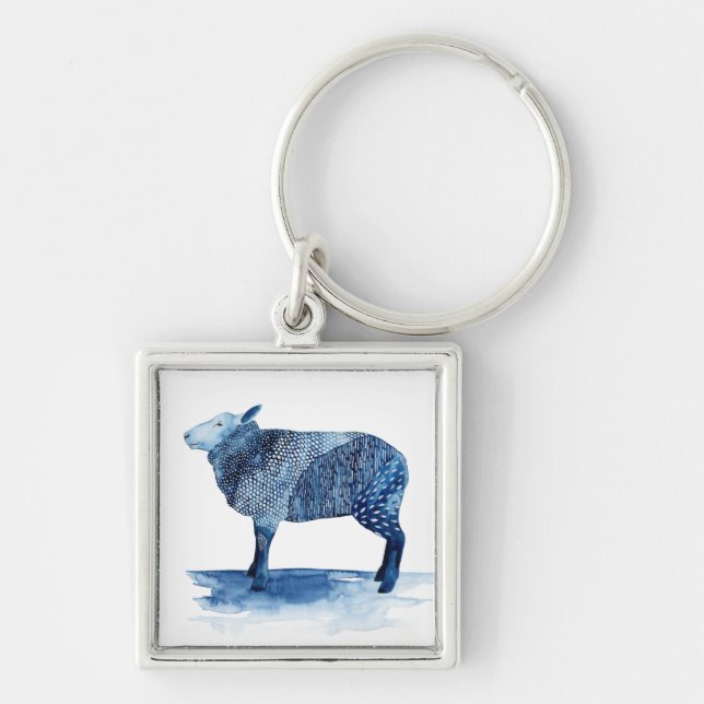 Cobalt Blue Farm Animals - Sheep Keychain (Front)