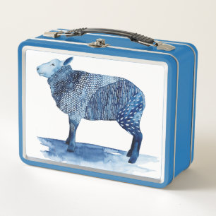 Cobalt Blue Farm Animals - Sheep Metal Lunch Box